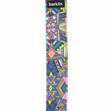 Electric Tribe pattern close-up, REPREVE canvas detail on 4 cm strap, handmade in EU.