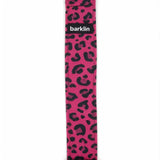 Pop Leopard collar pattern close-up, REPREVE printed canvas detail on 4 cm strap, handmade in EU.