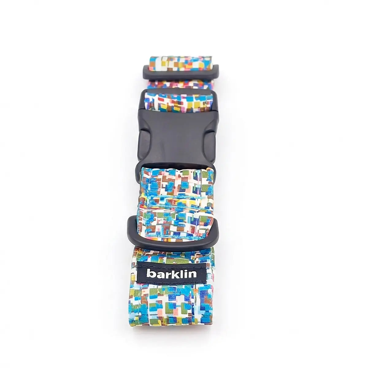 Zgardă lată pentru câini 4 cm model Glitch cu cataramă din nylon ECONABLE reciclat care arată structura side-release