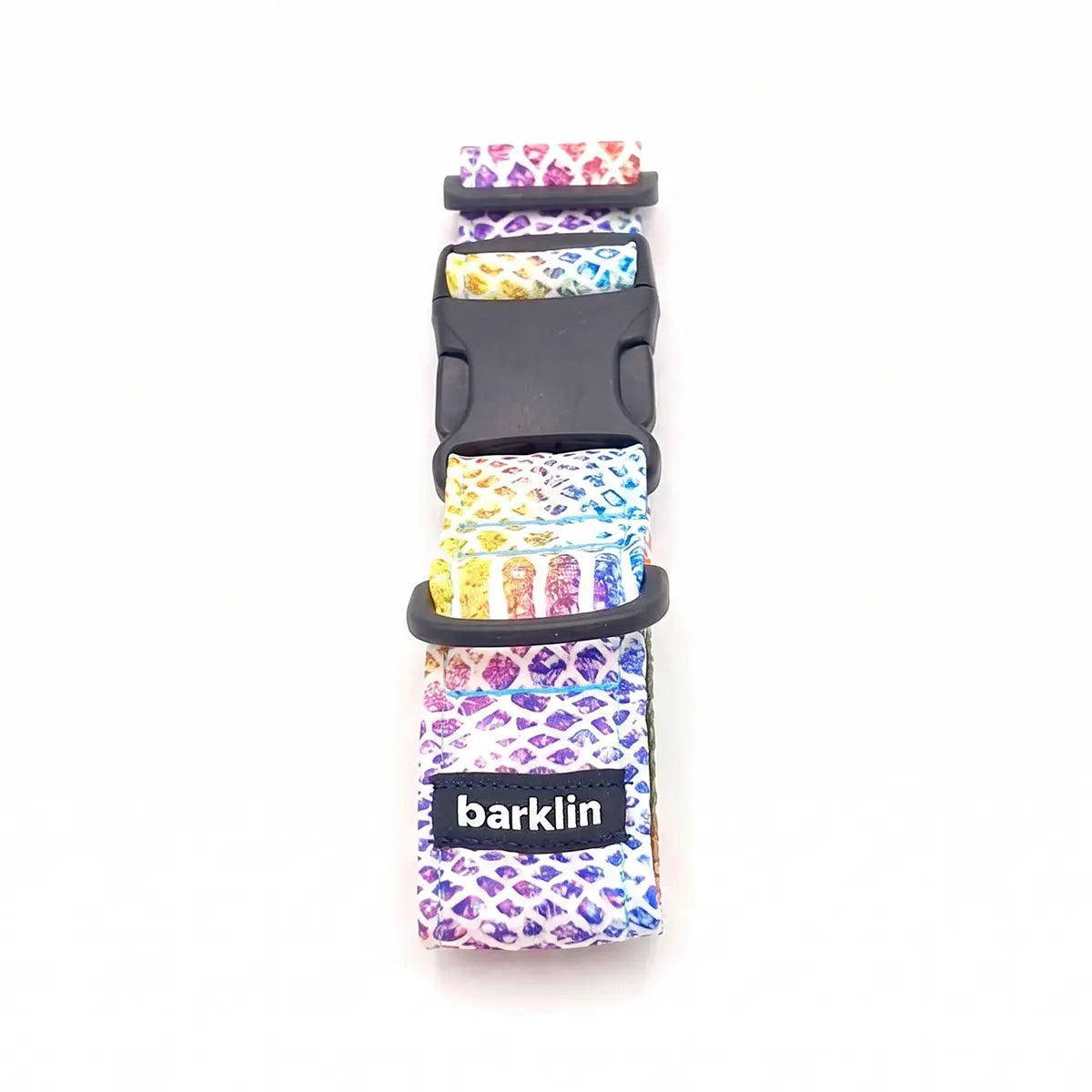 Zgardă lată pentru câini 4 cm model Kaleido Snake cu cataramă din nylon ECONABLE reciclat care arată structura side-release